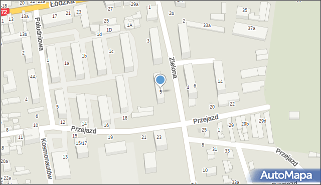 Poddębice, Zielona, 5, mapa Poddębice