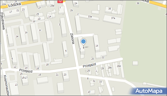 Poddębice, Zielona, 6, mapa Poddębice