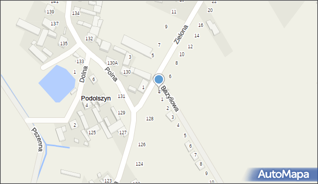 Podolszyn, Zielona, 4, mapa Podolszyn