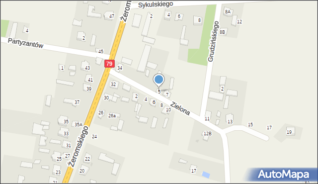 Policzna, Zielona, 5, mapa Policzna