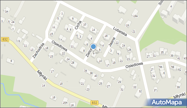 Poniatowa, Zielona, 7, mapa Poniatowa