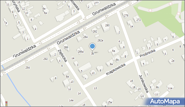 Poznań, Ziębicka, 3b, mapa Poznania