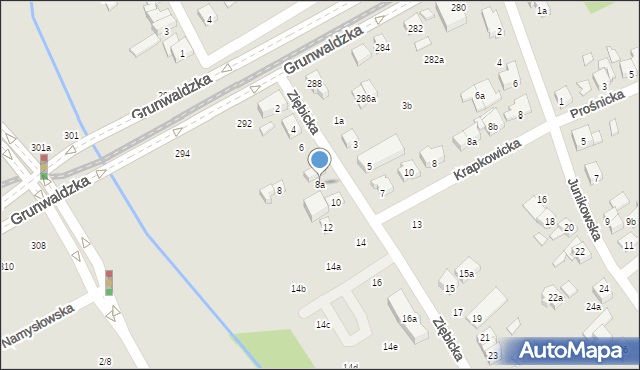 Poznań, Ziębicka, 8a, mapa Poznania