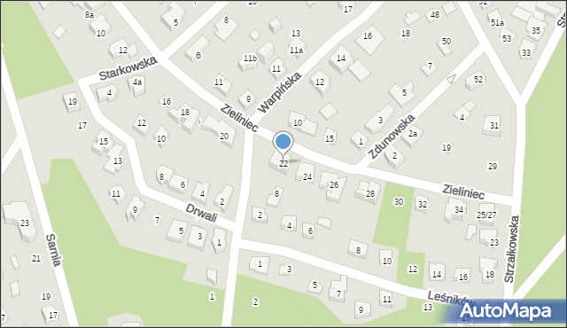 Poznań, Zieliniec, 22, mapa Poznania