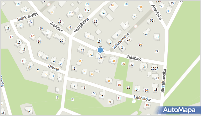 Poznań, Zieliniec, 26, mapa Poznania