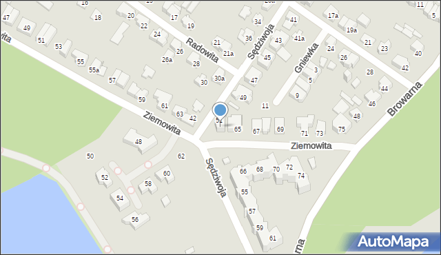 Poznań, Ziemowita, 65a, mapa Poznania