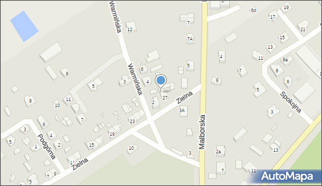 Prabuty, Zielna, 27A, mapa Prabuty