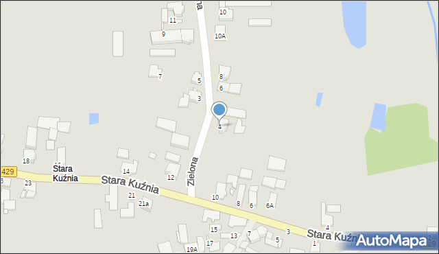 Prószków, Zielona, 4, mapa Prószków