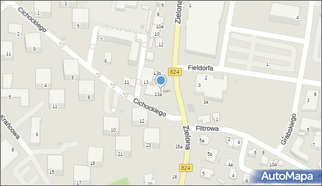 Puławy, Zielona, 14a, mapa Puław