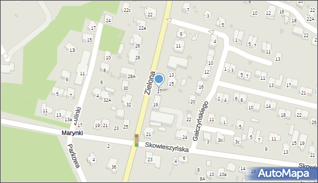 Puławy, Zielona, 17, mapa Puław