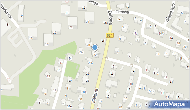 Puławy, Zielona, 22, mapa Puław