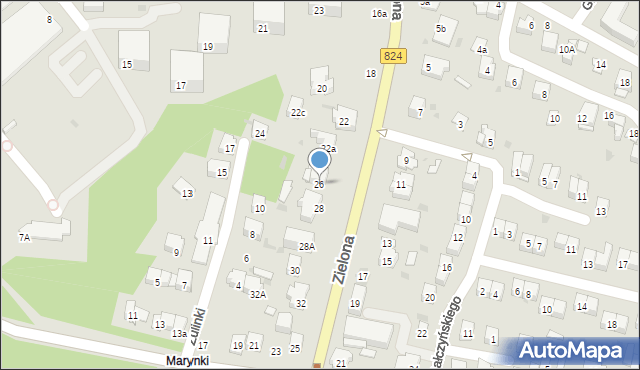 Puławy, Zielona, 26, mapa Puław