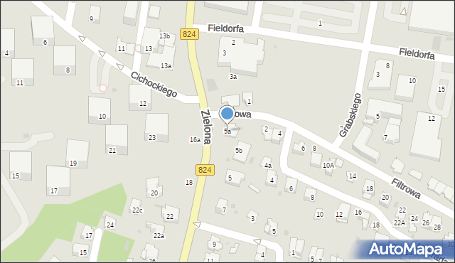 Puławy, Zielona, 5a, mapa Puław