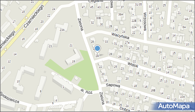 Radom, Zielona, 24, mapa Radomia