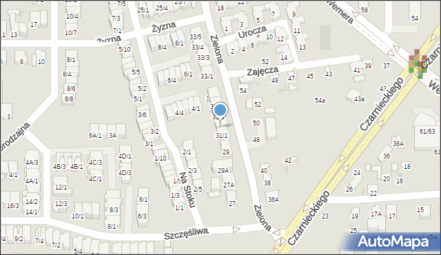 Radom, Zielona, 31/2, mapa Radomia