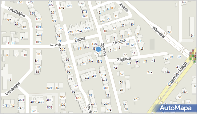 Radom, Zielona, 33/2, mapa Radomia