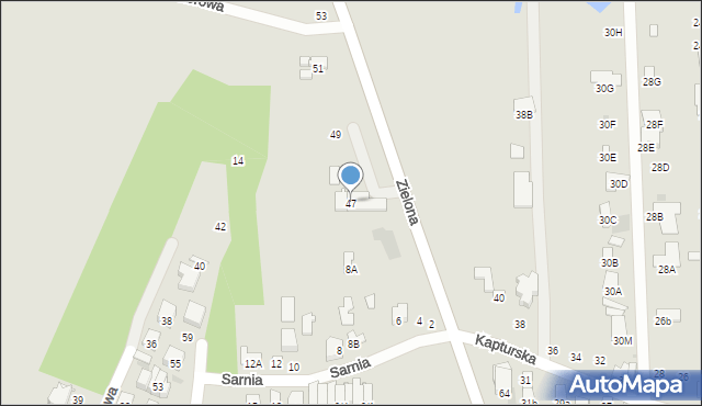 Radom, Zielona, 47, mapa Radomia