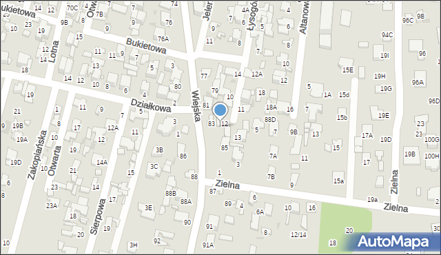 Radom, Zielna, 1A, mapa Radomia