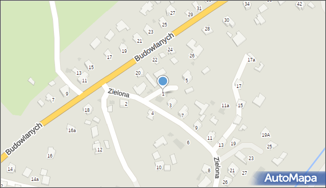 Radymno, Zielona, 1, mapa Radymno