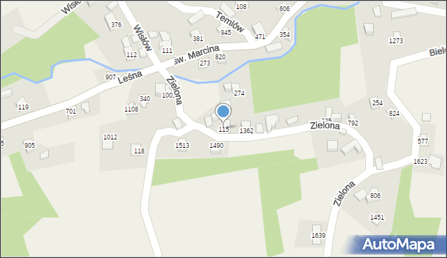 Radziechowy, Zielona, 115, mapa Radziechowy