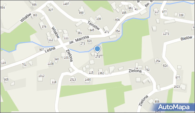 Radziechowy, Zielona, 274, mapa Radziechowy