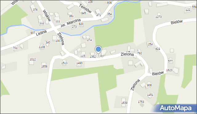 Radziechowy, Zielona, 781, mapa Radziechowy