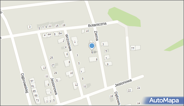 Radzionków, Zielna, 6, mapa Radzionków