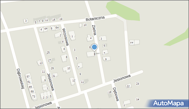 Radzionków, Zielna, 8, mapa Radzionków