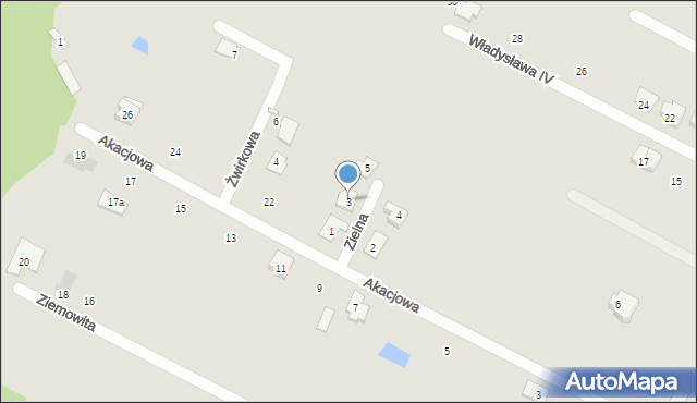 Radzymin, Zielna, 3, mapa Radzymin