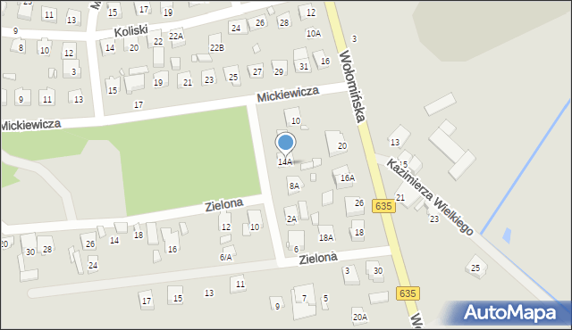 Radzymin, Zielona, 4, mapa Radzymin