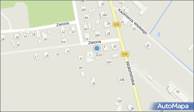 Radzymin, Zielona, 5, mapa Radzymin