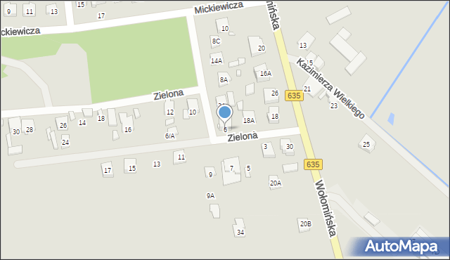 Radzymin, Zielona, 6, mapa Radzymin