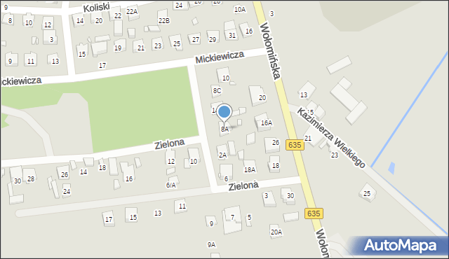 Radzymin, Zielona, 8A, mapa Radzymin