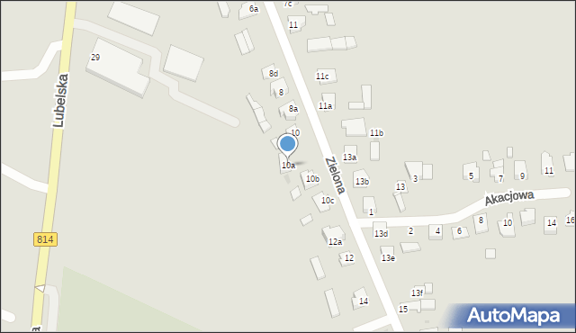 Radzyń Podlaski, Zielona, 10a, mapa Radzyń Podlaski