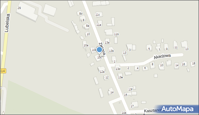 Radzyń Podlaski, Zielona, 10c, mapa Radzyń Podlaski