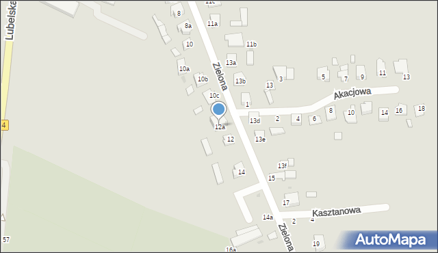 Radzyń Podlaski, Zielona, 12a, mapa Radzyń Podlaski