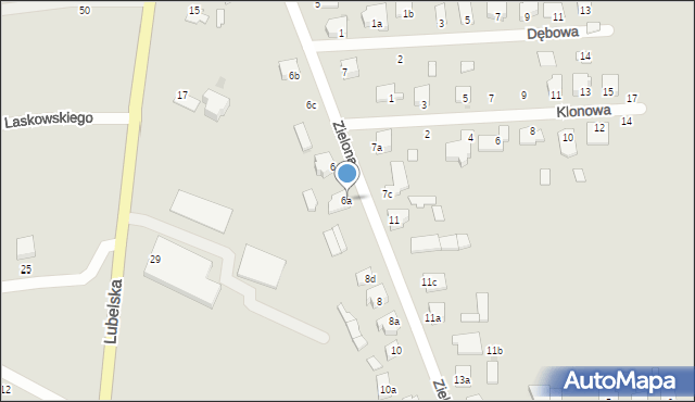 Radzyń Podlaski, Zielona, 6a, mapa Radzyń Podlaski