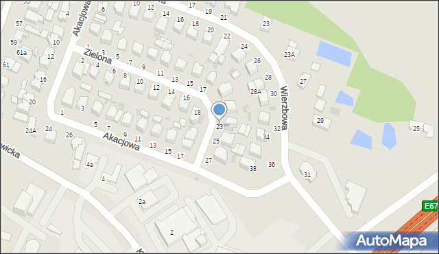 Rawa Mazowiecka, Zielona, 23, mapa Rawa Mazowiecka