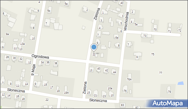 Rogów, Zielona, 11, mapa Rogów