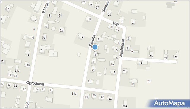 Rogów, Zielona, 4, mapa Rogów