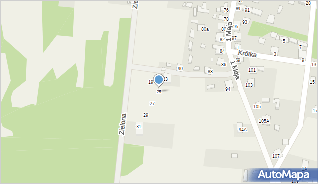 Rokitno Szlacheckie, Zielona, 25, mapa Rokitno Szlacheckie