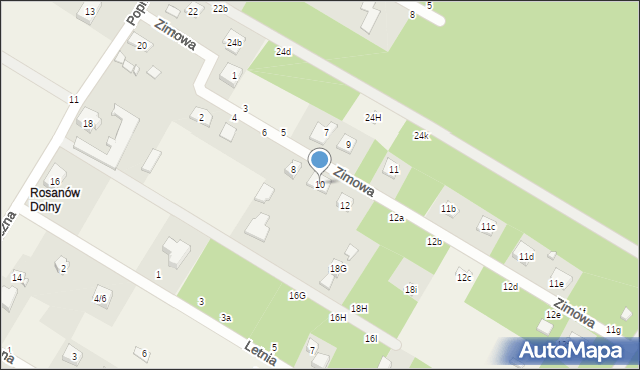 Rosanów, Zimowa, 10, mapa Rosanów