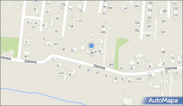 Ruda Śląska, Zielona, 28, mapa Rudy Śląskiej