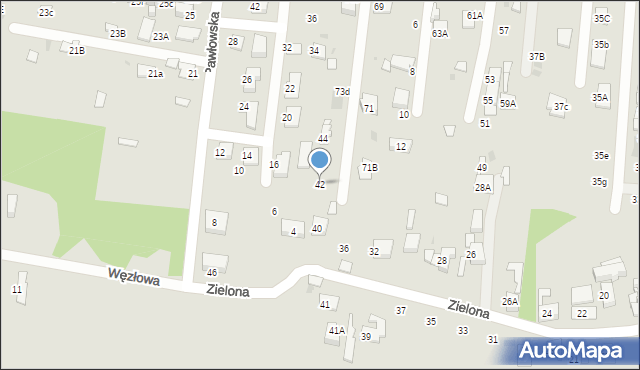 Ruda Śląska, Zielona, 42, mapa Rudy Śląskiej