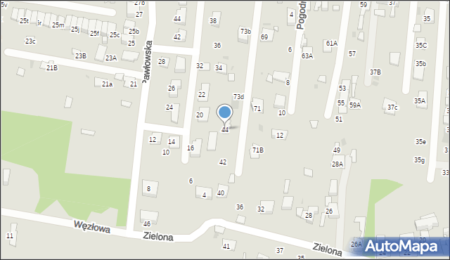 Ruda Śląska, Zielona, 44, mapa Rudy Śląskiej