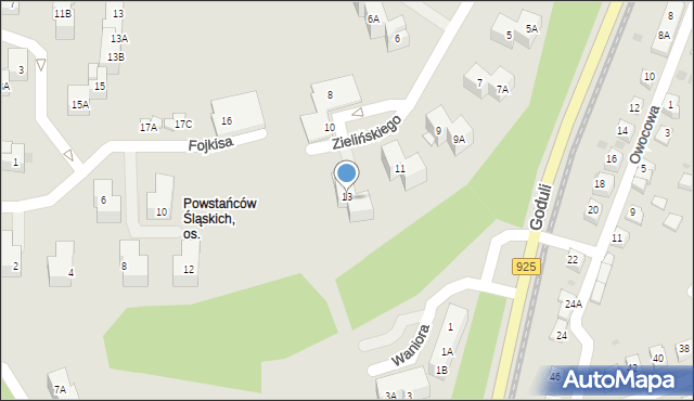 Ruda Śląska, Zielińskiego Antoniego, 13, mapa Rudy Śląskiej