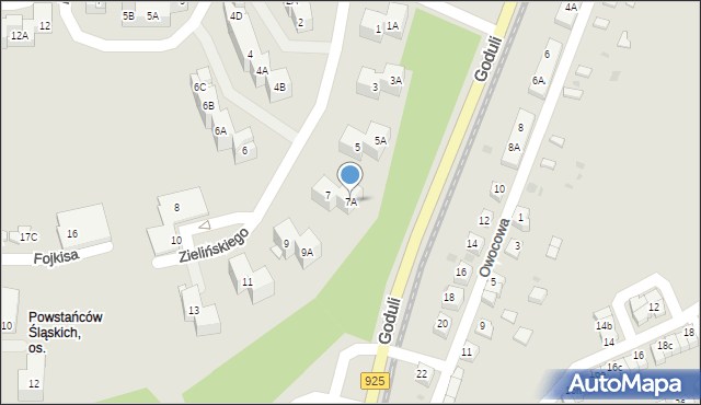 Ruda Śląska, Zielińskiego Antoniego, 7A, mapa Rudy Śląskiej