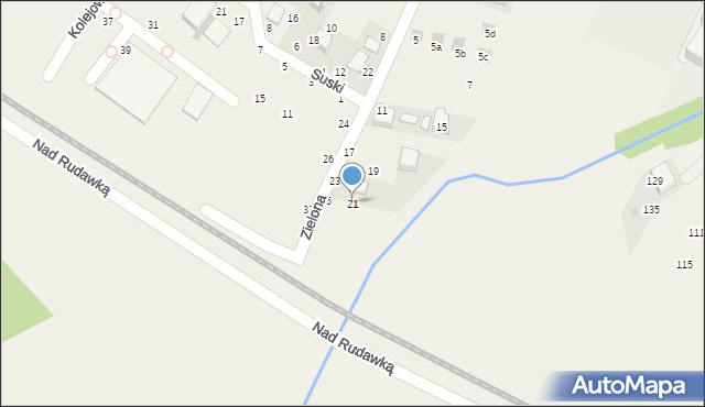 Rudawa, Zielona, 21, mapa Rudawa