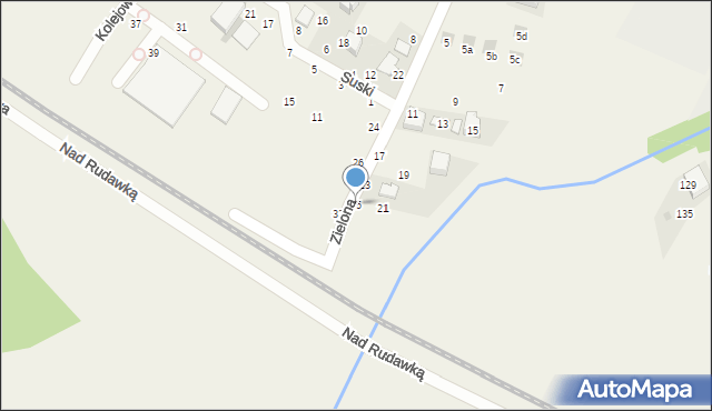 Rudawa, Zielona, 25, mapa Rudawa