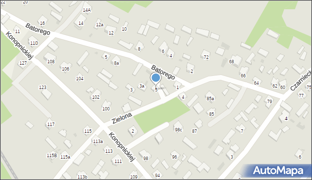 Rudnik nad Sanem, Zielona, 5, mapa Rudnik nad Sanem